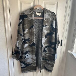 Anthropologie Camouflage Open Front Cardigan Size M